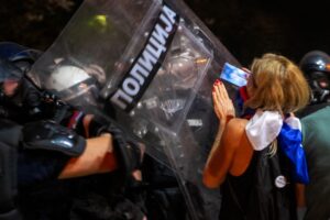 Serbian police fire tear gas at protesters demanding end to Vucic rule